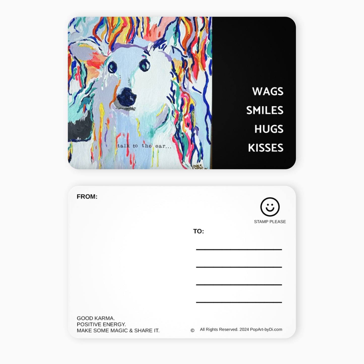 Wags Smiles Hugs Kisses Postcard